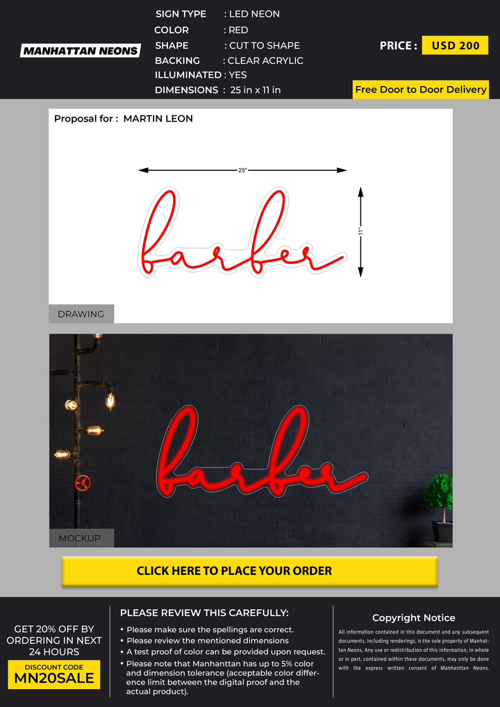 LED Neon Sign For MARTIN LEON