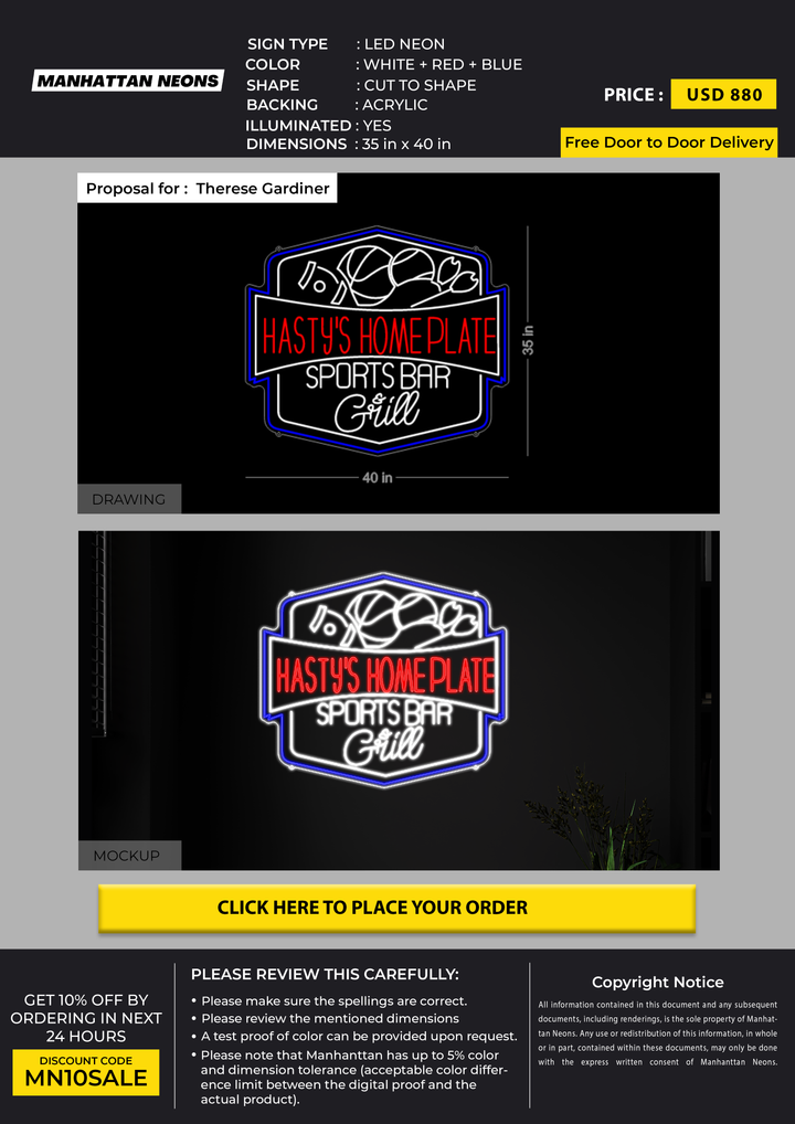 LED Neon Sign For Therese Gardiner