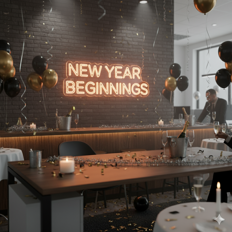 New Year Beginnings LED Neon Sign | 2026 Party & Home Décor by Neon.Shop