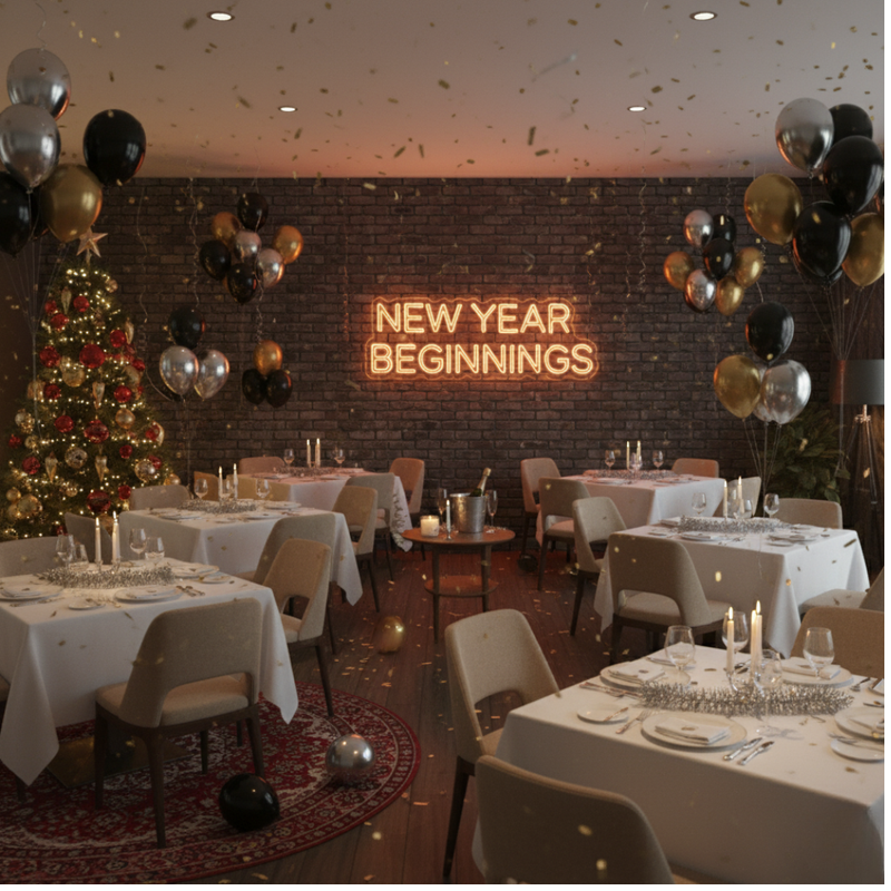 New Year Beginnings LED Neon Sign | 2026 Party & Home Décor by Neon.Shop