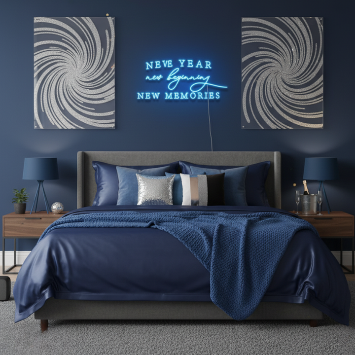 New Year, New Beginning, New Memories Neon Sign glowing in LED from Neon.Shop