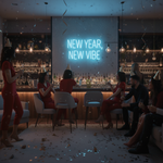 New Year New Vibe Neon Sign glowing in bright LED from Neon.Shop