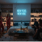 New Year New Vibe Neon Sign glowing in bright LED from Neon.Shop