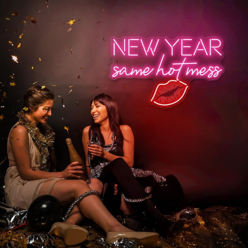 New Year Same Hot Mess Neon Sign by Neon.Shop Glowing in a Vibrant LED Lights 