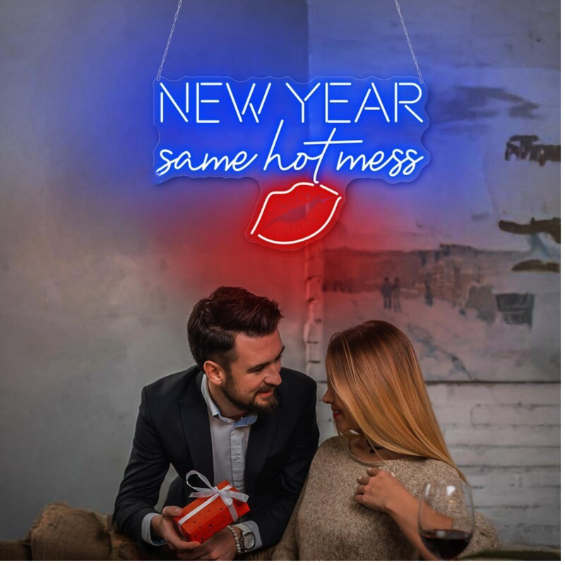 New Year Same Hot Mess Neon Sign by Neon.Shop Glowing in a Vibrant LED Lights 