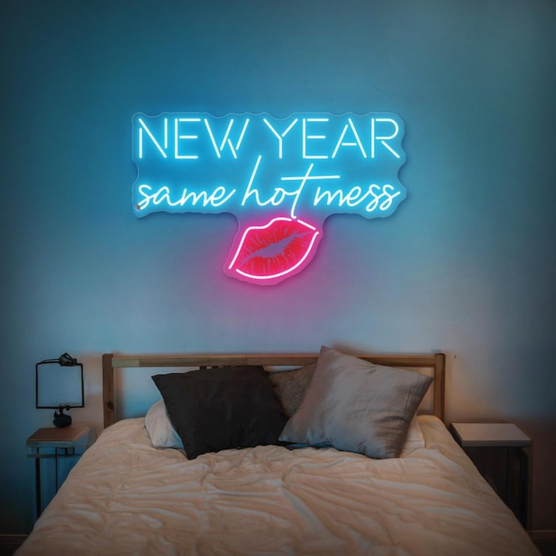 New Year Same Hot Mess Neon Sign by Neon.Shop Glowing in a Vibrant LED Lights 