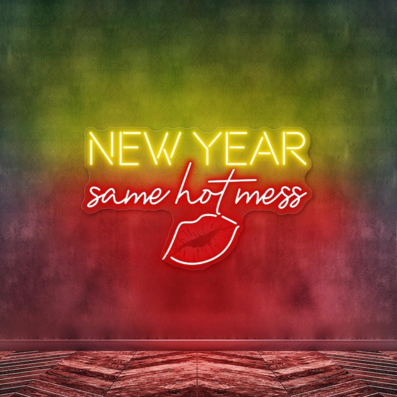 New Year Same Hot Mess Neon Sign by Neon.Shop Glowing in a Vibrant LED Lights 
