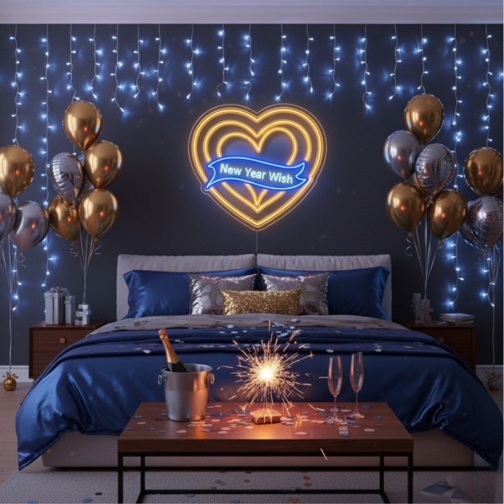 New Year Heart Neon Sign for home and party décor by Neon.Shop