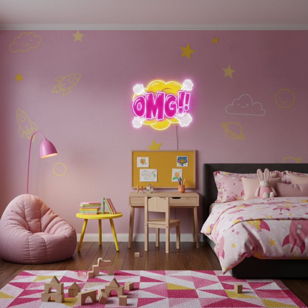 OMG UV print LED neon sign wall light for bedroom décor by Neon.Shop