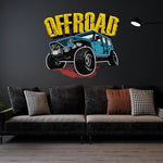 Offroad Adventure Car UV Art LED Neon Sign in blue and yellow colour by manhattanneons.com