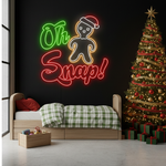 Oh Snap Gingerbread Man Merry Christmas LED neon sign by Neon.Shop Holiday LED neon décor