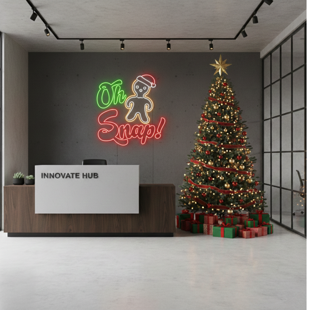Oh Snap Gingerbread Man Merry Christmas LED neon sign by Neon.Shop Holiday LED neon décor