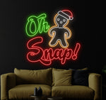 Oh Snap Gingerbread Man Merry Christmas LED neon sign by Neon.Shop Holiday LED neon décor