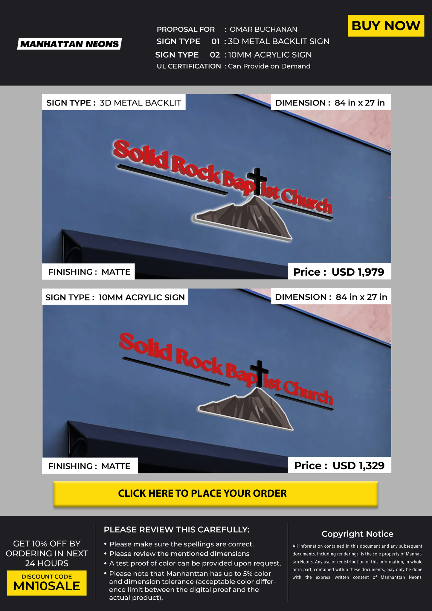 Business Signage for Omar Buchanan