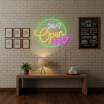 Open 24/7 Business Neon Sign by Neon.Shop with bright LED glow for nonstop storefront visibility