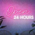 Open 24 Hours Business Neon Sign by Neon.Shop for cafés, restaurants, and stores