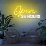 Open 24 Hours Business Neon Sign by Neon.Shop for cafés, restaurants, and stores