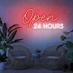 Open 24 Hours Business Neon Sign by Neon.Shop for cafés, restaurants, and stores