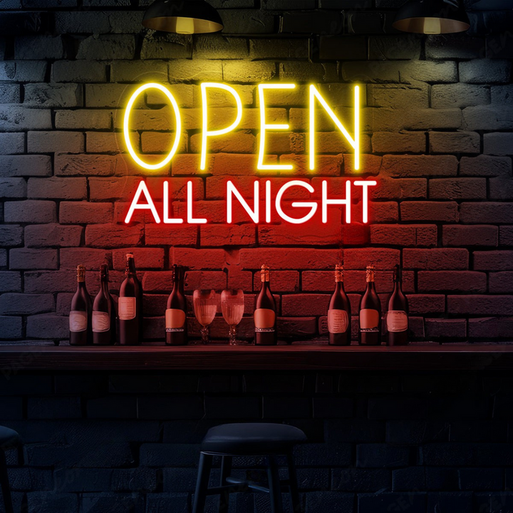 Open All Night Business Neon Sign