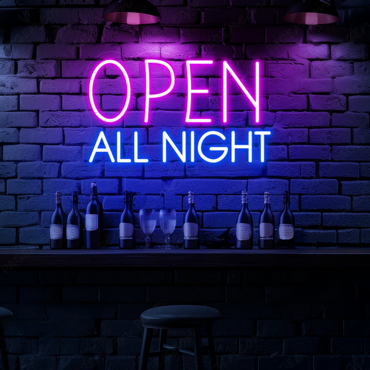 Open All Night Business Neon Sign