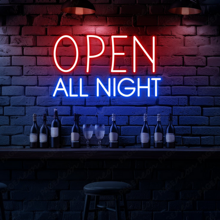 Open All Night Business Neon Sign