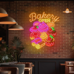 Bakery Open LED neon sign by Neon.Shop mounted above a bakery entrance to attract foot traffic