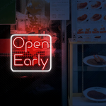 Open Early Business Neon Sign by Neon.Shop enhancing visibility and style for early-opening businesses