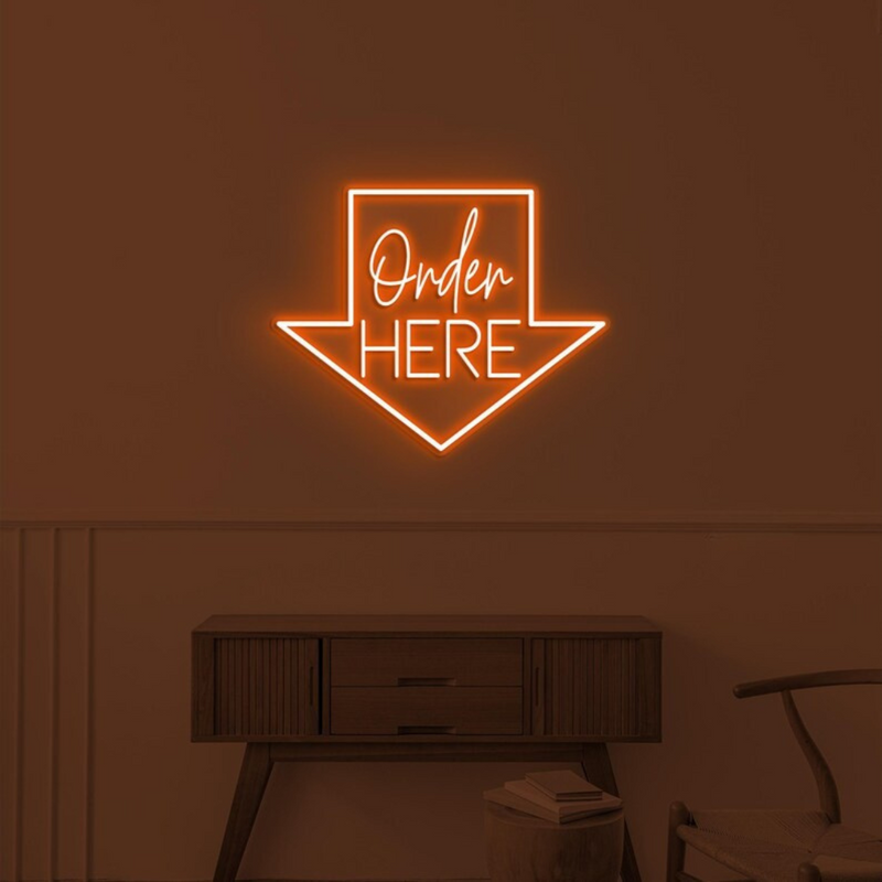 Order Here with arrow Business Neon Sign