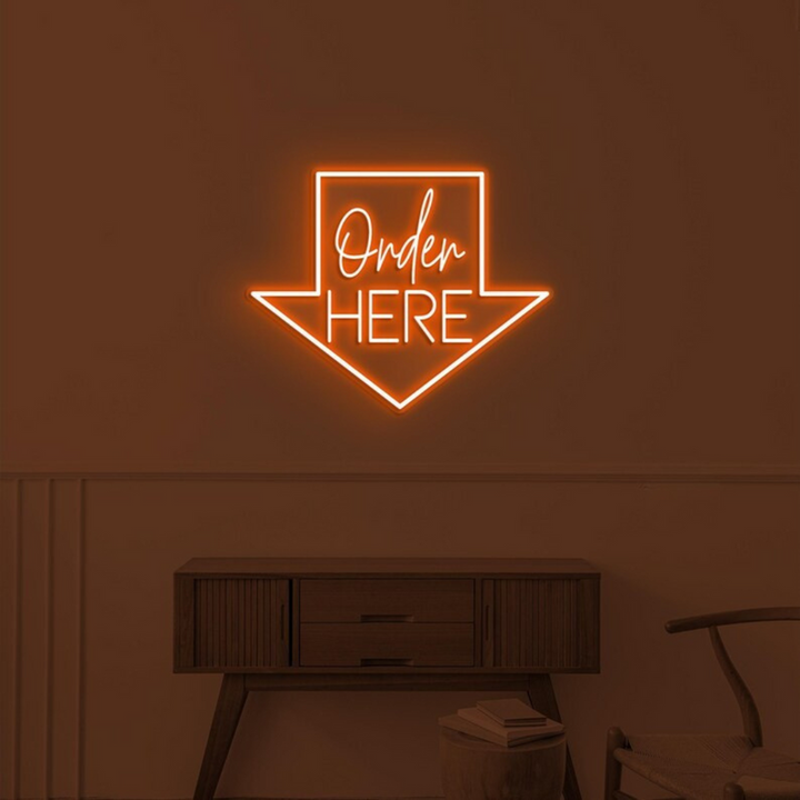 Order Here with arrow Business Neon Sign
