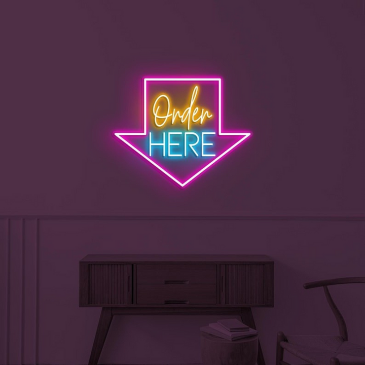 Order Here with arrow Business Neon Sign