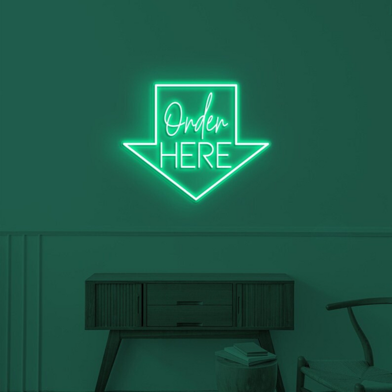 LED Order Here neon sign by Neon.Shop for restaurants, cafés, and food counters