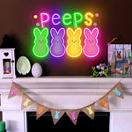 PEEPS Bunny LED neon sign for Easter decor by Neon.Shop, featuring a colorful glowing bunny design perfect for home walls
