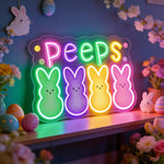 PEEPS Bunny LED neon sign for Easter decor by Neon.Shop, featuring a colorful glowing bunny design perfect for home walls