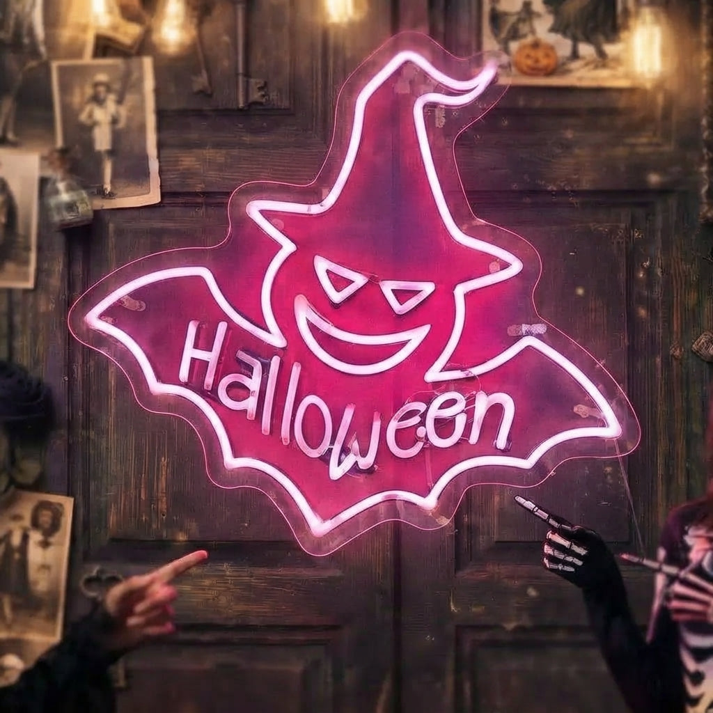 Halloween Witch LED Neon Sign Bat & Witch Wall Decor Neon.shop