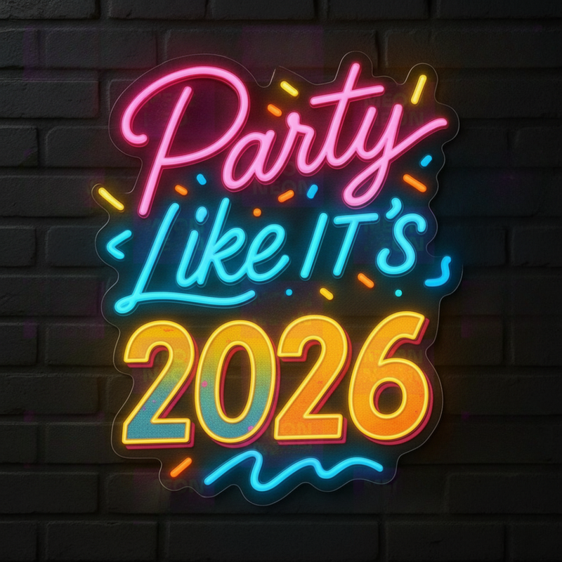 Party Like It's 2026 glowing LED neon light for home and party décor