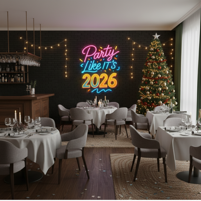 Party Like It's 2026 glowing LED neon light for home and party décor