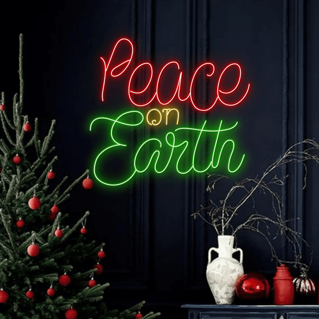 Peach on Earth Neon Sign by manhattanneons.com - Spread holiday cheer with this delightful peach-themed neon sign.