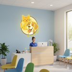 Pet Grooming Business Neon Sign by Neon.Shop glowing brightly above the entrance of a pet salon, attracting pet owners and clients day and night