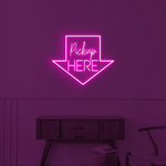 Bright Pick Up Here LED neon display by Neon.Shop for fast food and bakery pickup