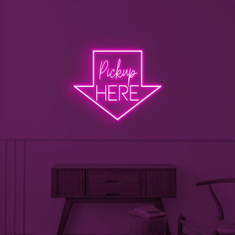 Bright Pick Up Here LED neon display by Neon.Shop for fast food and bakery pickup