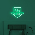 Bright Pick Up Here LED neon display by Neon.Shop for fast food and bakery pickup