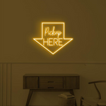 Bright Pick Up Here LED neon display by Neon.Shop for fast food and bakery pickup