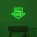 Bright Pick Up Here LED neon display by Neon.Shop for fast food and bakery pickup
