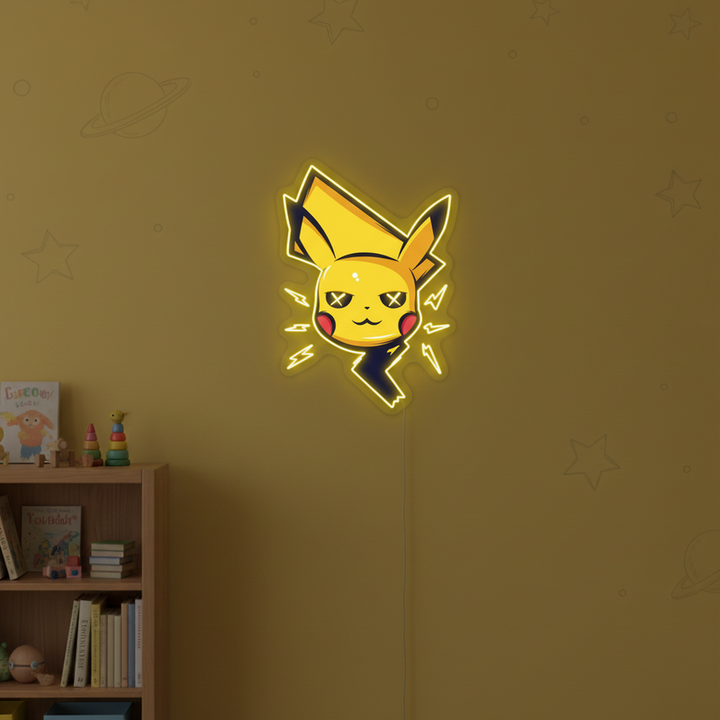 Pikachu NO25 UV Art LED Neon Sign with bright UV art glow, Pokémon-themed LED wall décor by Neon.Shop