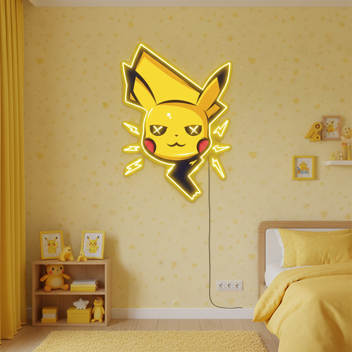 Pikachu NO25 UV Art LED Neon Sign with bright UV art glow, Pokémon-themed LED wall décor by Neon.Shop
