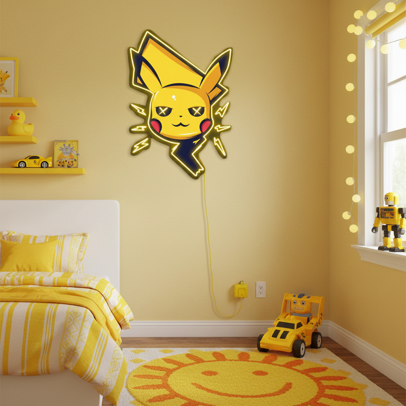 Pikachu NO25 UV Art LED Neon Sign with bright UV art glow, Pokémon-themed LED wall décor by Neon.Shop