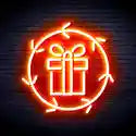Present in Holly Wreath Merry Christmas Neon Sign by manhattanneons.com - Celebrate the season with this festive neon sign featuring a present and holly wreath.