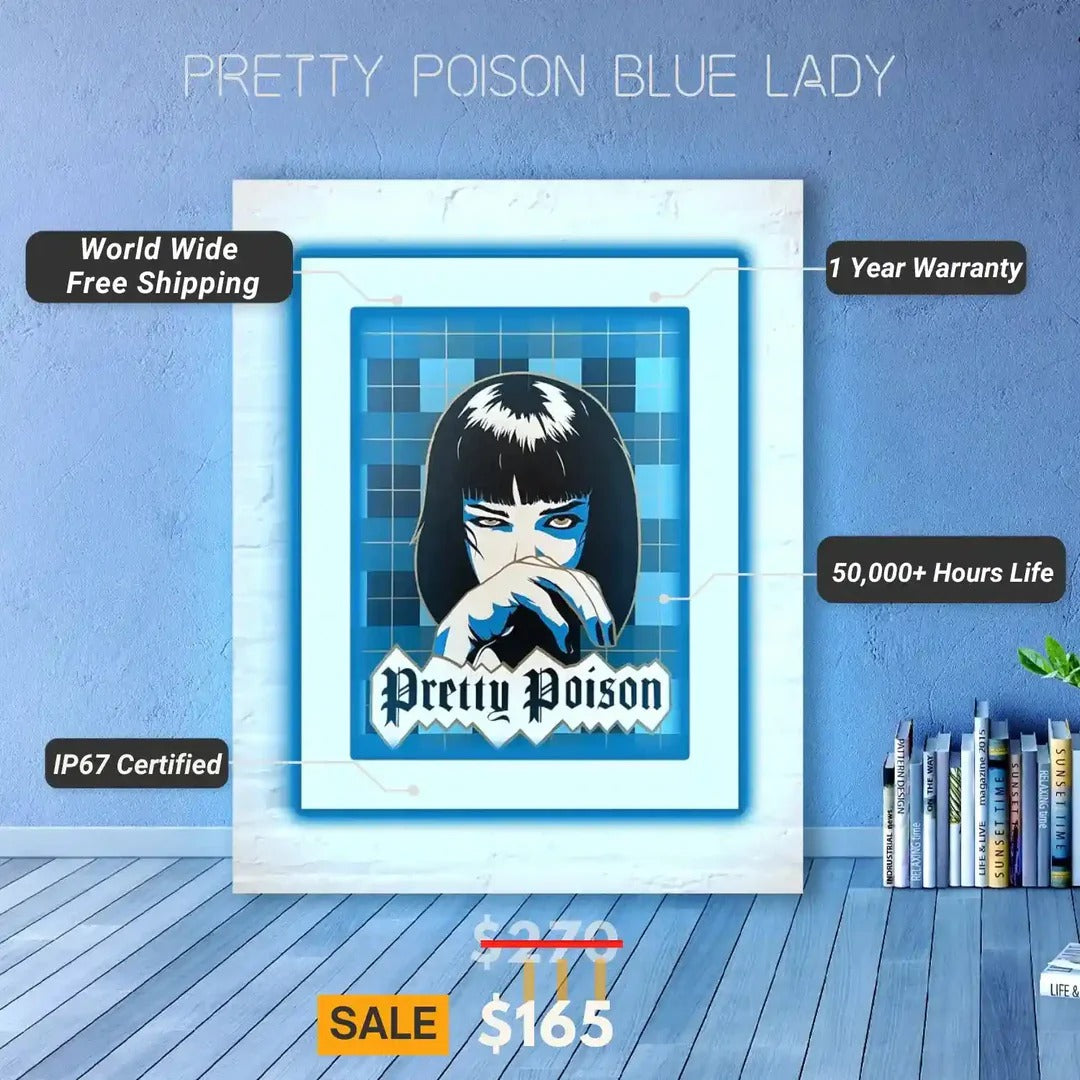 Pretty Poison Blue Lady UV Light | Neon Art Elegance