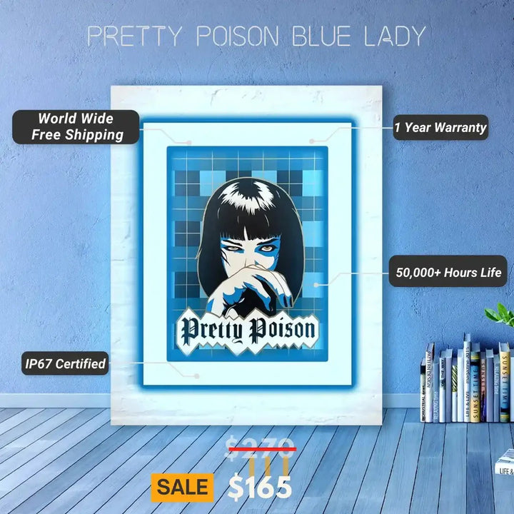 Pretty Poison Blue Lady UV Light | Neon Art Elegance