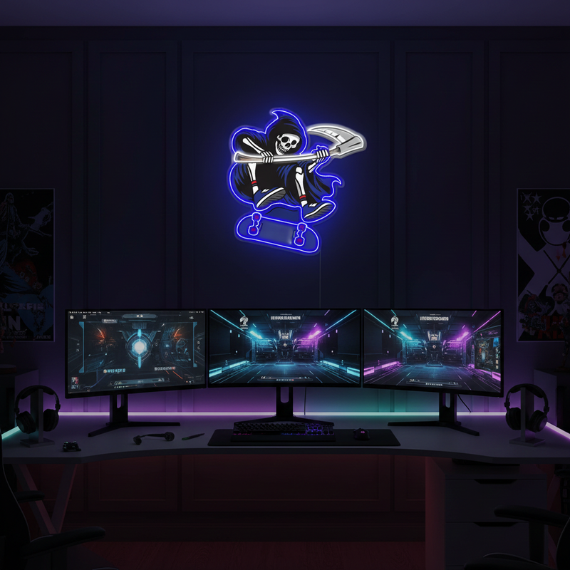 Reapers UV Art LED Neon Sign with striking UV art glow, edgy LED wall décor by Neon.Shop
